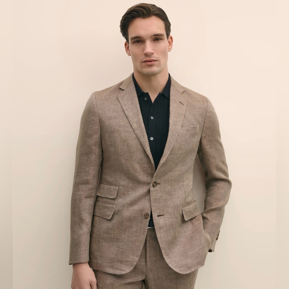 Brooks Brothers Classic Fit Linen 1818 Herringbone Sport Coat & Pants 46R/38x30 - Picture 3 of 9